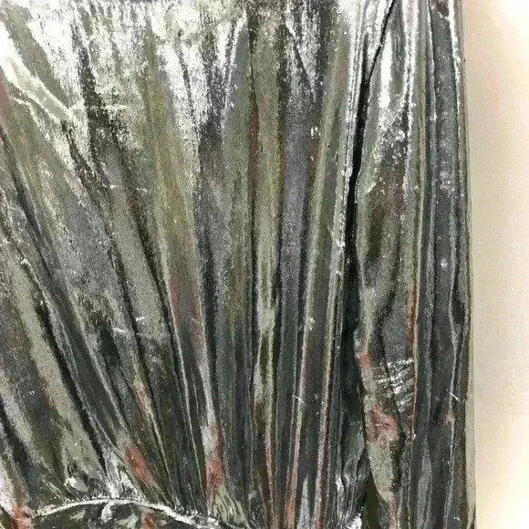 Saint Laurent Womens Silver Draped Waist Faux Wrap Metallic Silk Dress FR 40 - Picture 13 of 16